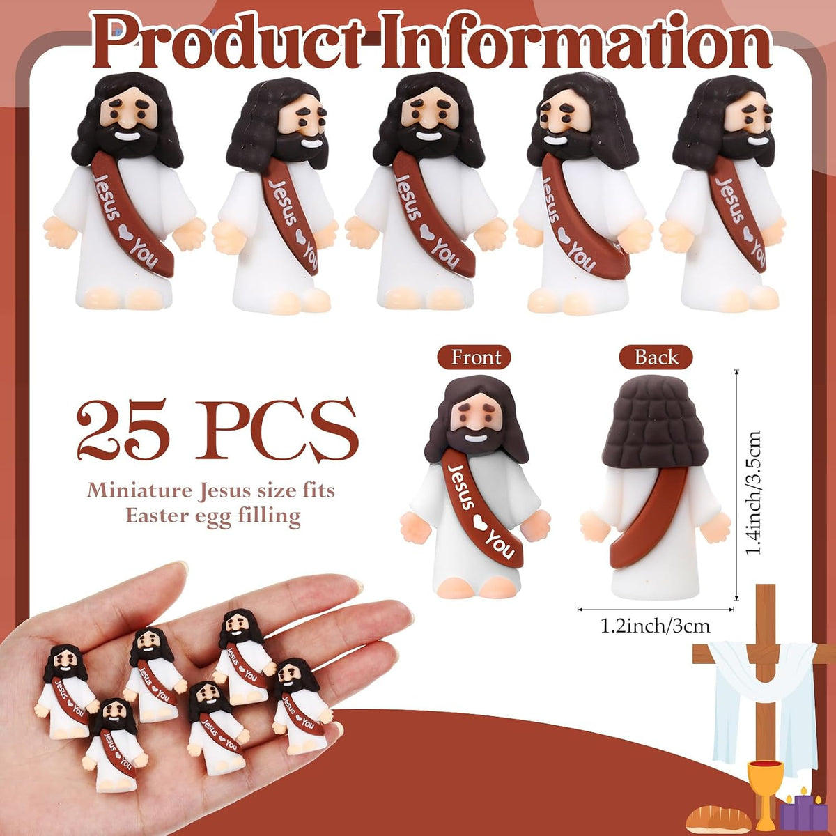 Bememo 25 mini Jesus figures in multicolor rubber, little figurines in robes - view 20