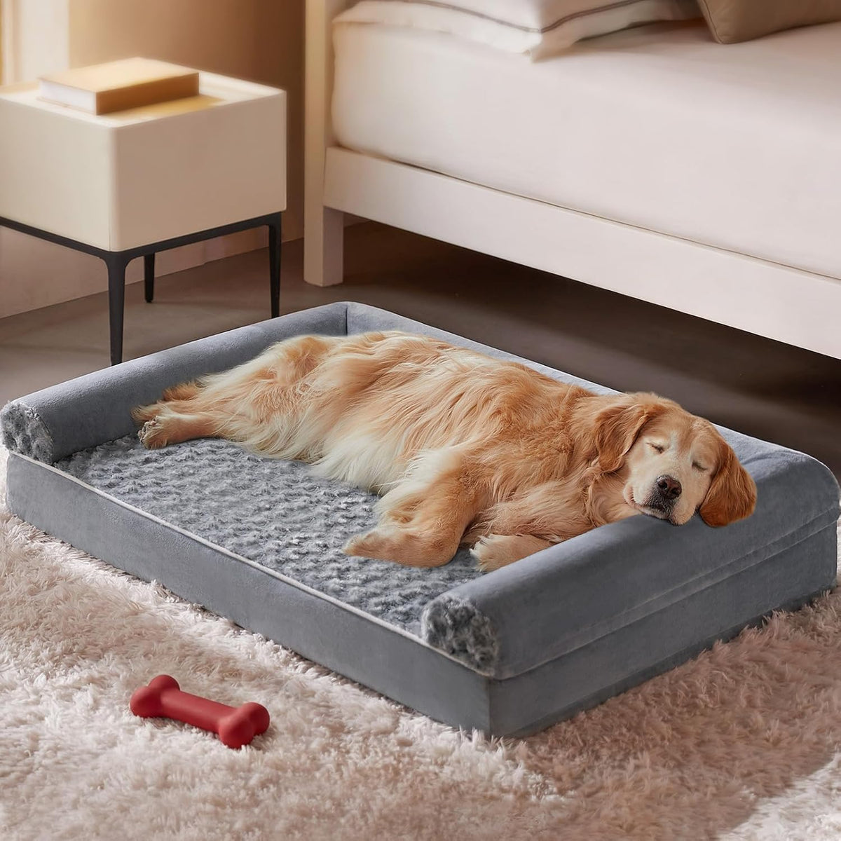 Orthopedic Washable Large Dog Bed for Senior Dog Comfy Sleep – Essentials for Dogs - 36"l x 27"w x 6.5"th / Grey