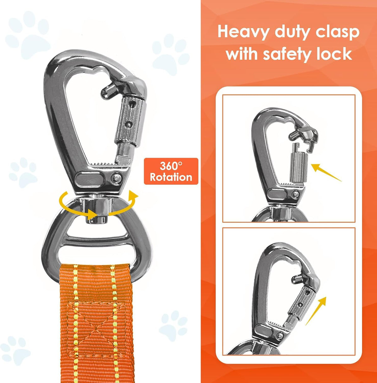 AUBELL Tactical Dog Leash Heavy Duty - Orange - image 3