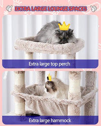 Cat Tree, Cat Tower for Large Cats with 2 Big Platforms, 2 Baskets, condo and Toys, 63" Cat Scratching Posts for Indoor Cats, Muchroom GCT020MU