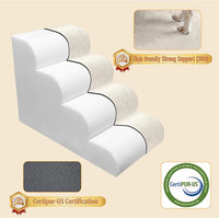 PAWSCART Dog Stairs for Small Dogs and Cats, 4-Step Dog Steps for Bed, 19.6" H Pet Stairs for High Bed, Pet Ramp for Couch, Sofa, Non-Slip Surface Removable Washable Cover, Beige