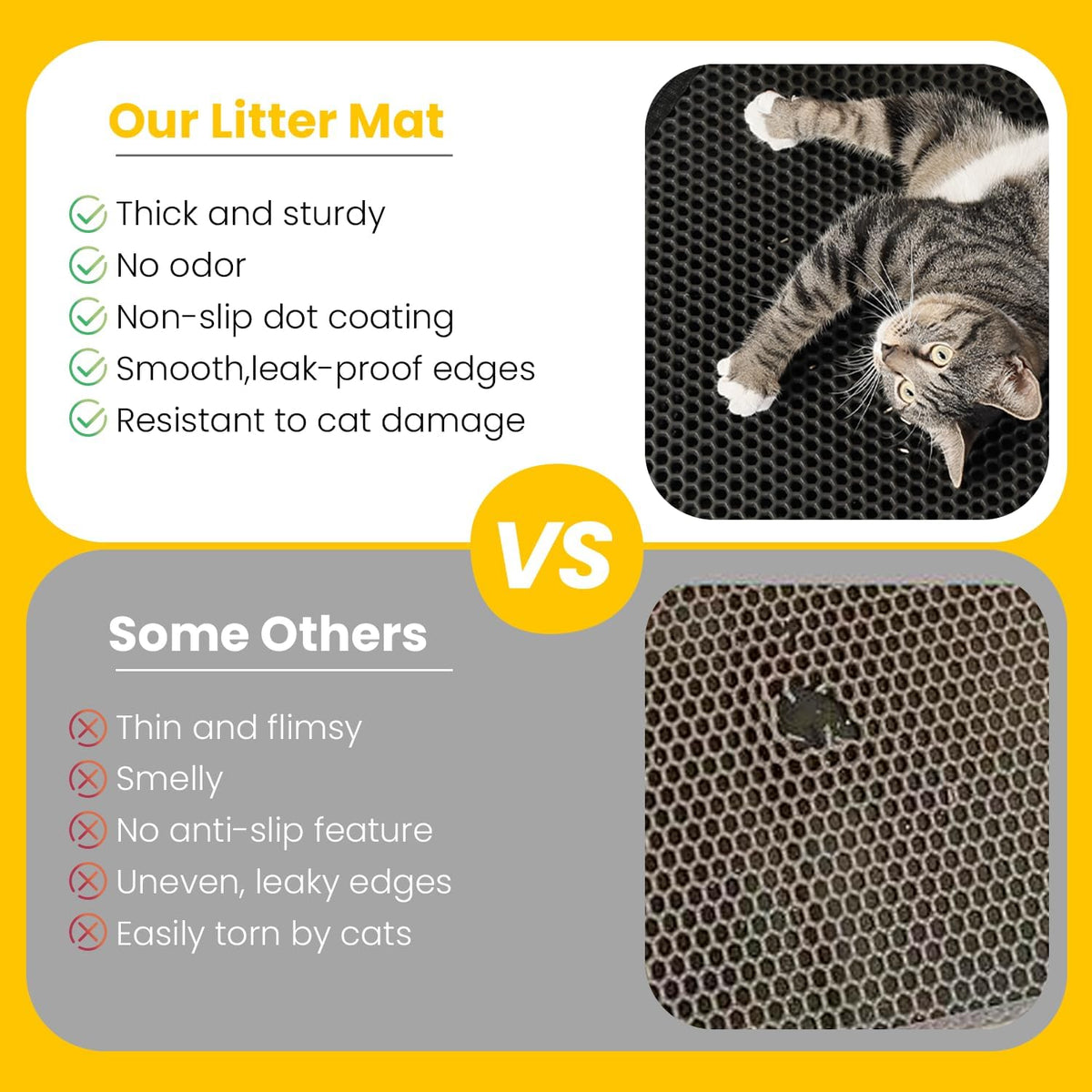 Cat Litter Mat Compact Size 23.6"x14.6" for Small Spaces - Black / 30" x 22" (1 Pack) - image 4