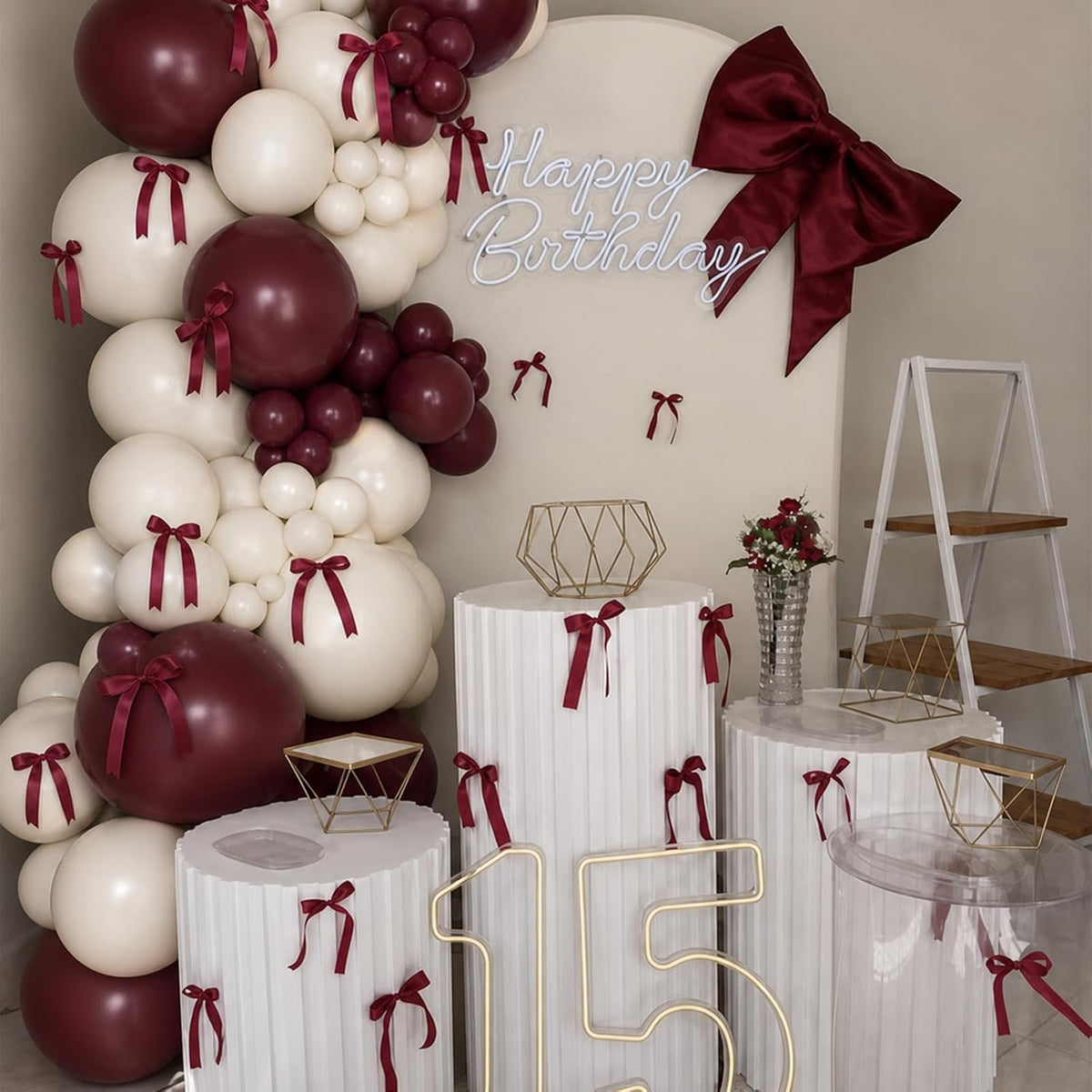 Pink Balloon Arch Kit, 145Pcs Baby Shower Birthday Decor – Fun for Kids & Family - Burgundy White - image 2