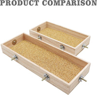 Bird Feeding Cups, Natural Wooden Parrot Perch Stand - 11.8 × 5.9 Inch - image 4