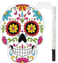 Aoriher Halloween skull piñata with bat stick, blindfold and square confetti - view 2