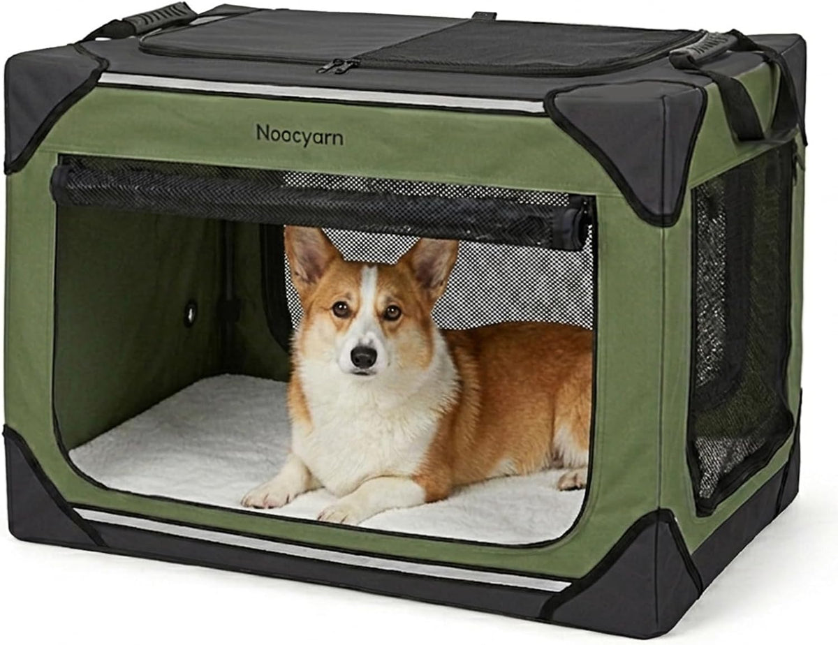 Collapsible Dog Crate for Large Dogs 36 Inch - Green / 30.0"L x 21.0"W x 21.0"H