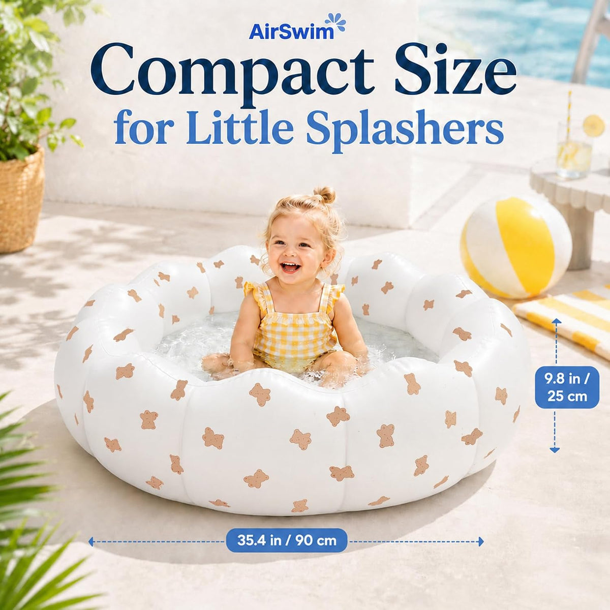 AirSwim 34 inch inflatable baby pool with soft walls for toddlers, bear style - view 11