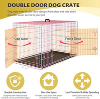 BestPet | Dog Crate | 48" | Pink | Foldable Metal Kennel with Double Doors, Secure Slide-Bolt Latches, Leakproof Tray | Portable Dog Cage for Large Breeds | for Travel, Indoor & Outdoor Use