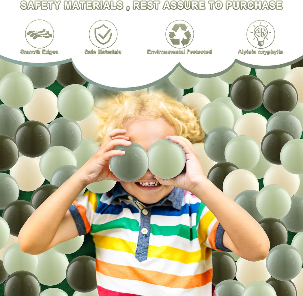 Clear Ball Pit Balls - Crush Proof Plastic Toy Balls for Boys and Girls – Fun for Kids & Family - 100 PACK / Pearl light green+Pearl green+Pearl dark green+Milk white - image 2