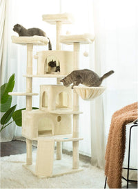 Hey-brother Cat Tree Tower with Multi-Level Large Condo - Beige - image 3