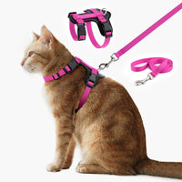 Plutus Pet Adjustable Cat Harness and Leash Set - Hot Pink