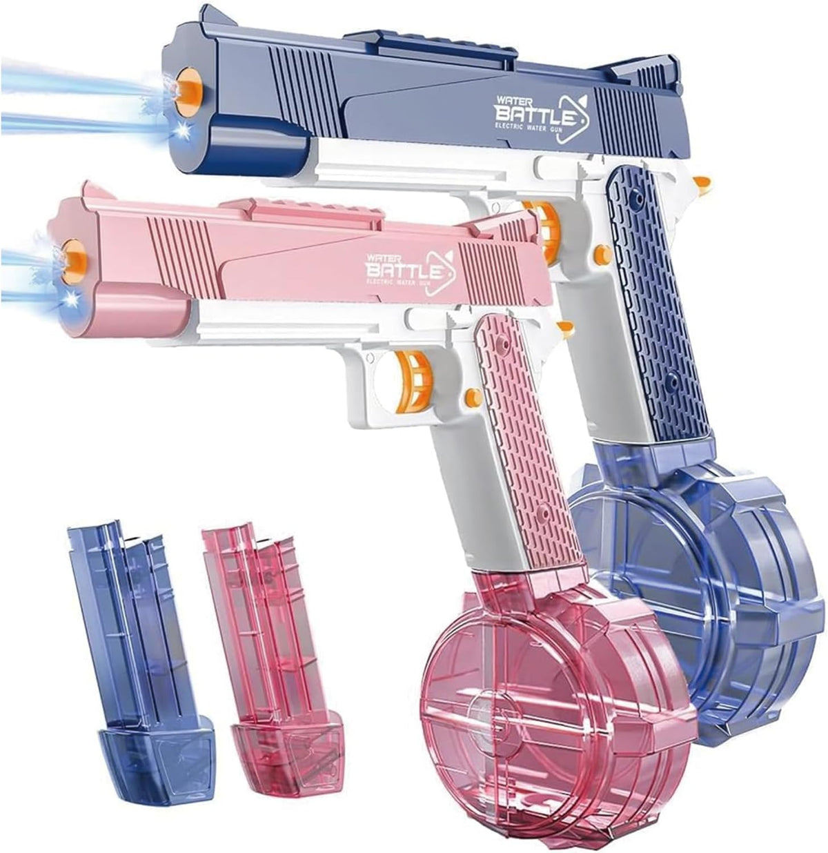 ELPSCGROO 2 pack electric water guns with LED light in pink and blue - view 2