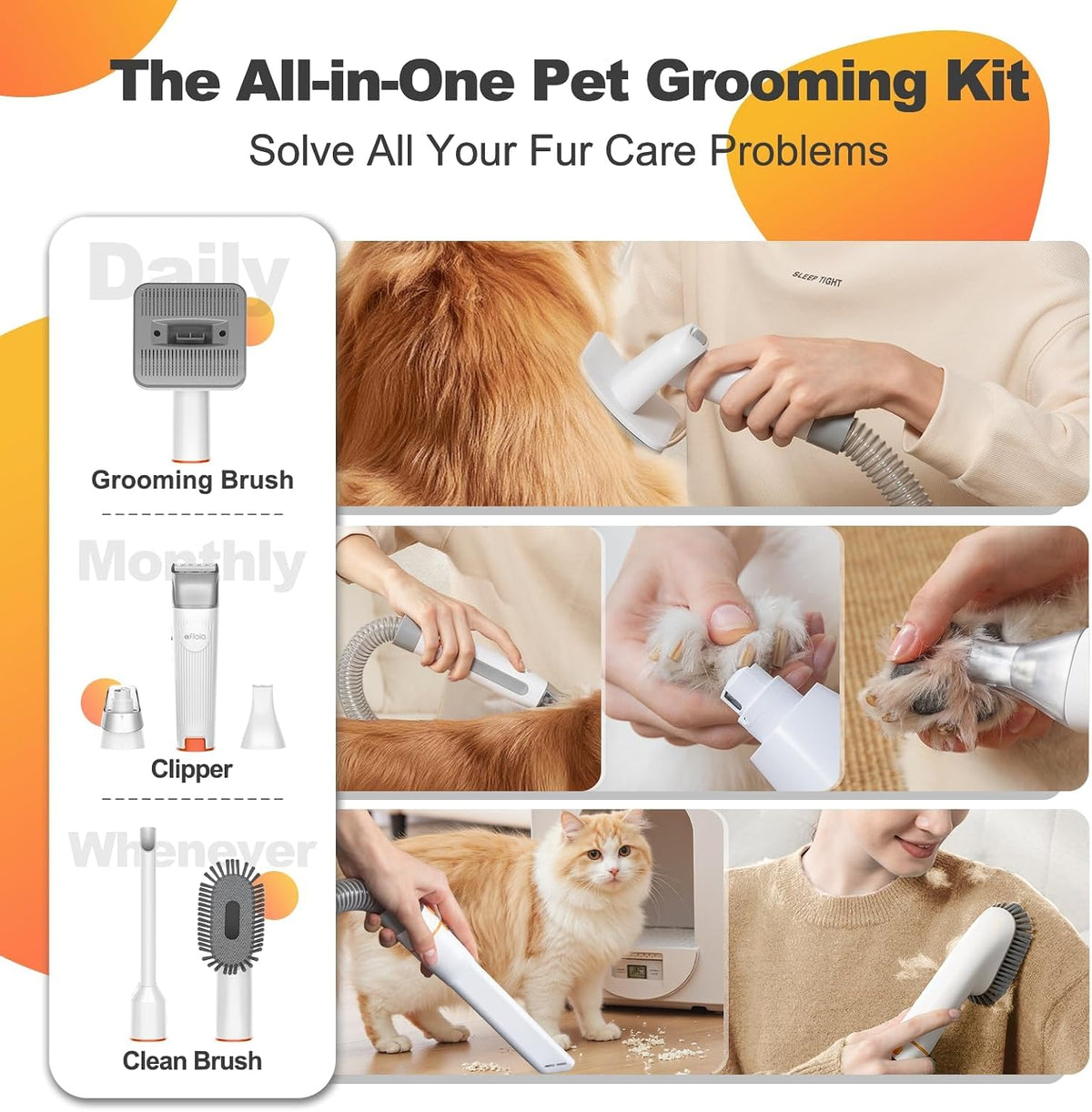 Afloia 6-in-1 Dog Grooming Vacuum Kit - White - image 2