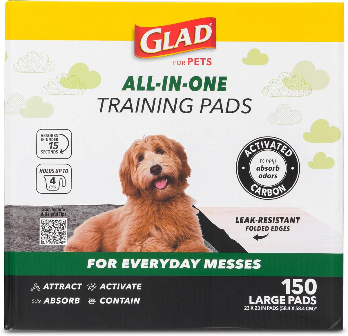 Glad for Pets, Activated Carbon Disposable, Dog Pee Pads - Large / 150.0