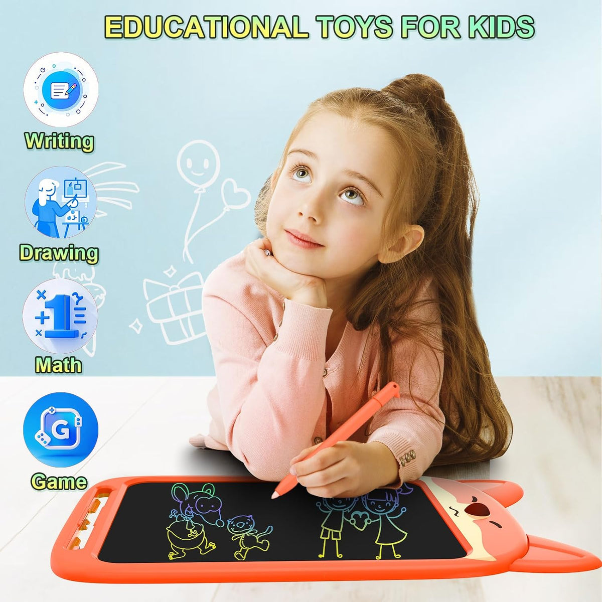 CHAFEGY lion LCD writing tablet for kids, 10 inch colorful doodle board with stylus - view 11