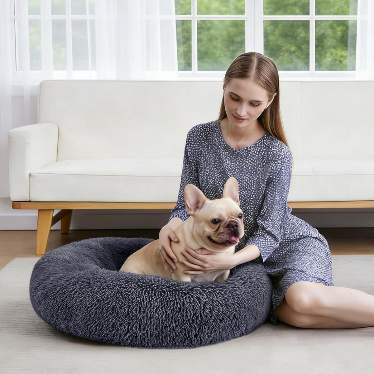 MIXJOY Orthopedic Dog Bed Comfortable Donut Cuddler Round Pet Beds - L(36’’x 36’’) / Dark Gray - image 4