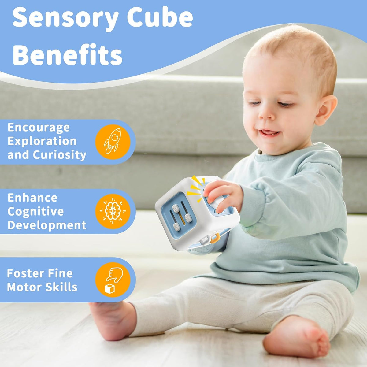 SOCBTNSO Montessori Busy Cube Travel Toy - Blue - image 4