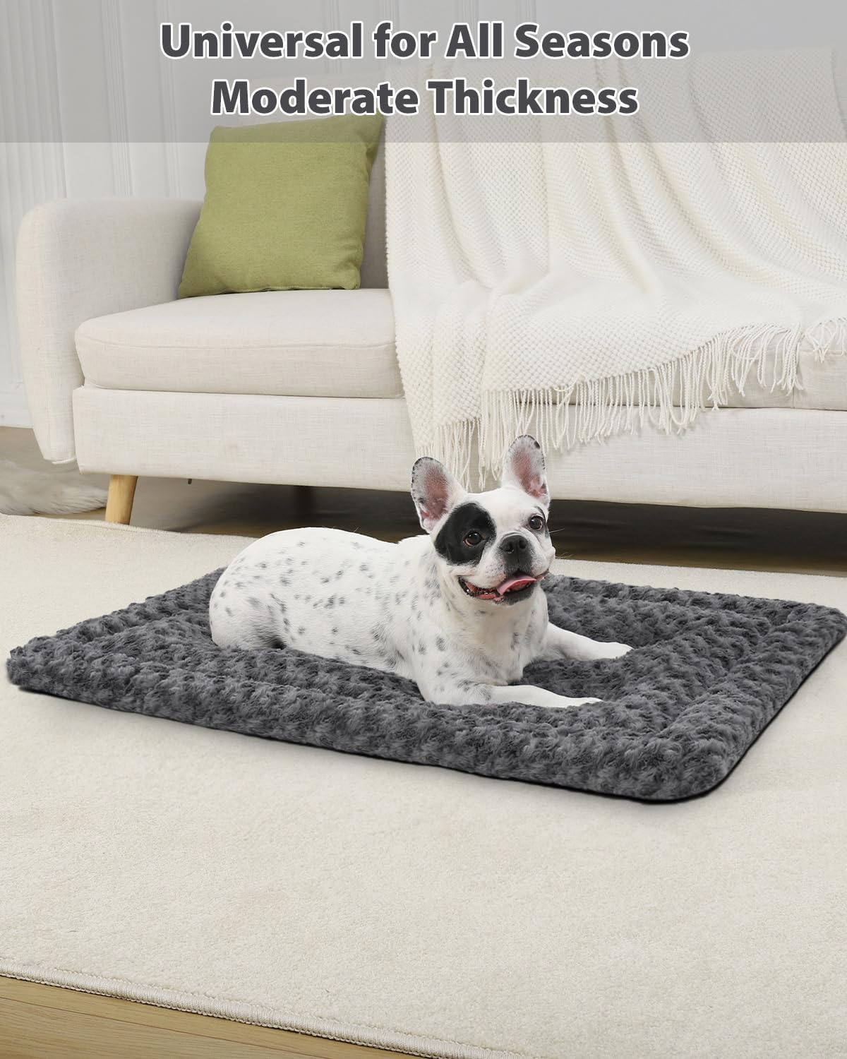 Exsnugy Washable Dog Bed Mat Medium Size Fluffy Pet Crate Pad 36x23 – Essentials for Dogs - Grey / 24.00" x 18.00" x 1.50" - image 3