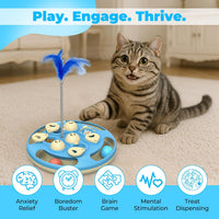 Cat Puzzle Feeder Toy, 3 in 1 Interactive Slow Feeder for Cats, Blue – Essentials for Cats - Blue - image 2