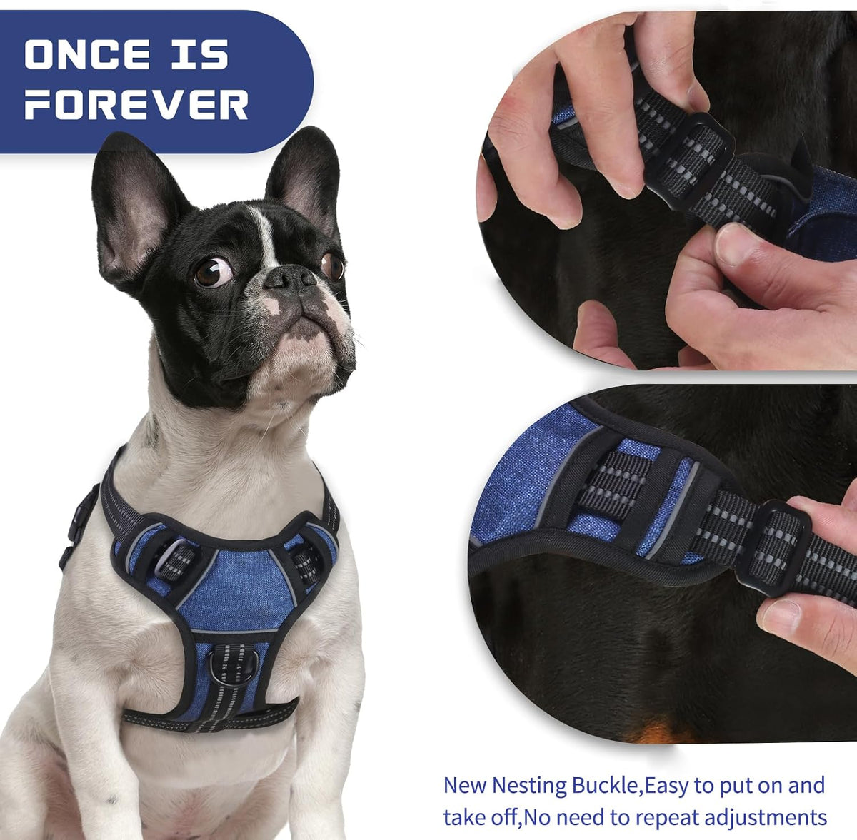 No Pull Dog Harness for Medium Dogs - Denim Blue / M - image 4