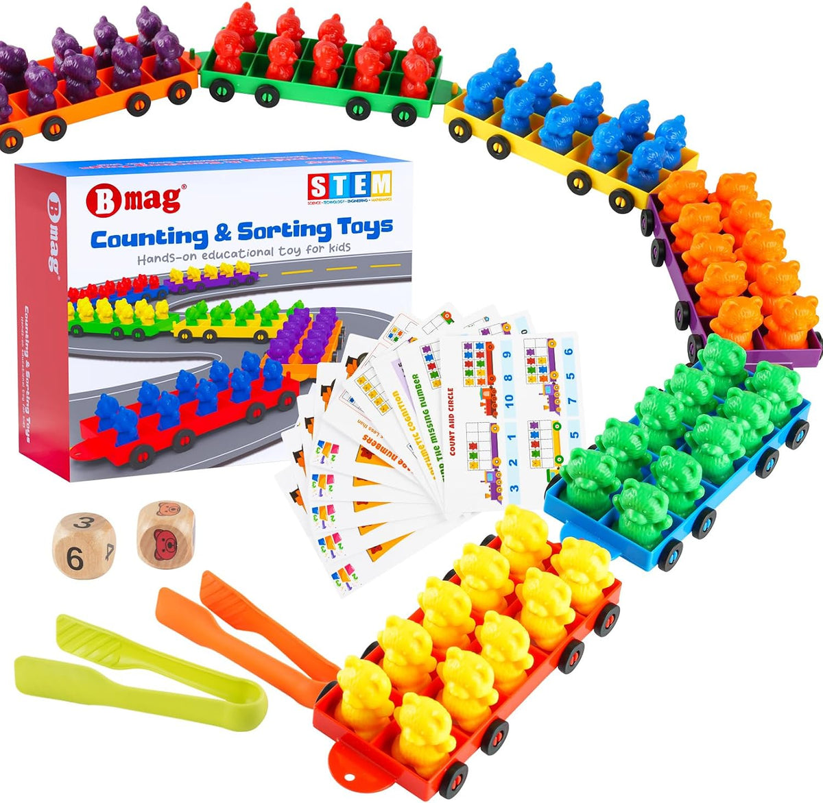 Bmag Counting Bears with Matching Sorting Cups - 60 Bears (Large)
