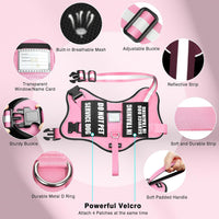 Service Dog Vest Harness and Leash Set+10 Patches - Medium / Pink - image 2