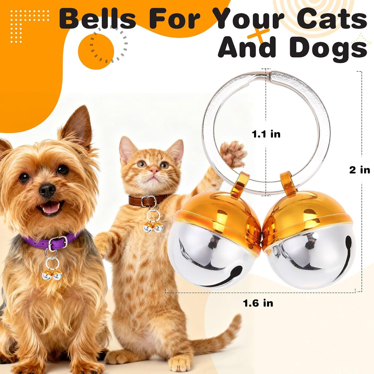 Cat Bell 2 Pack, Pet Collar Bells for Cats and Dogs - Gold & Silver (1 Pack) / Large - image 2