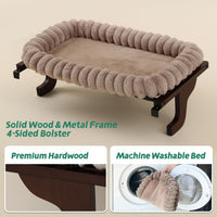 Zakkart SnugCloud Cat Perch for Windowsill – Essentials for Cats - Dark Stained Wood w/ Brown Bed / Large (25"x15") - image 4