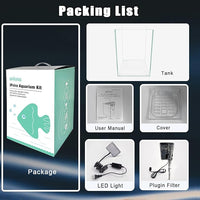 Ultra White Glass Betta Aquarium Starter Kits 1.5 Gallon Small Fish Tank, Betta Fish Tank with LED Light, Power Filter, 4mm Glass
