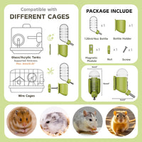 Hamster Water Bottle with Magnetic Holder - Green / 4 oz (Magnetic-Mounted) - image 3