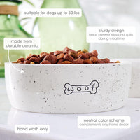 Pearhead Ceramic Dog Bowl, Woof Speckled Pet Food & Water Dish - Speckled Woof Bowl / Medium - image 2