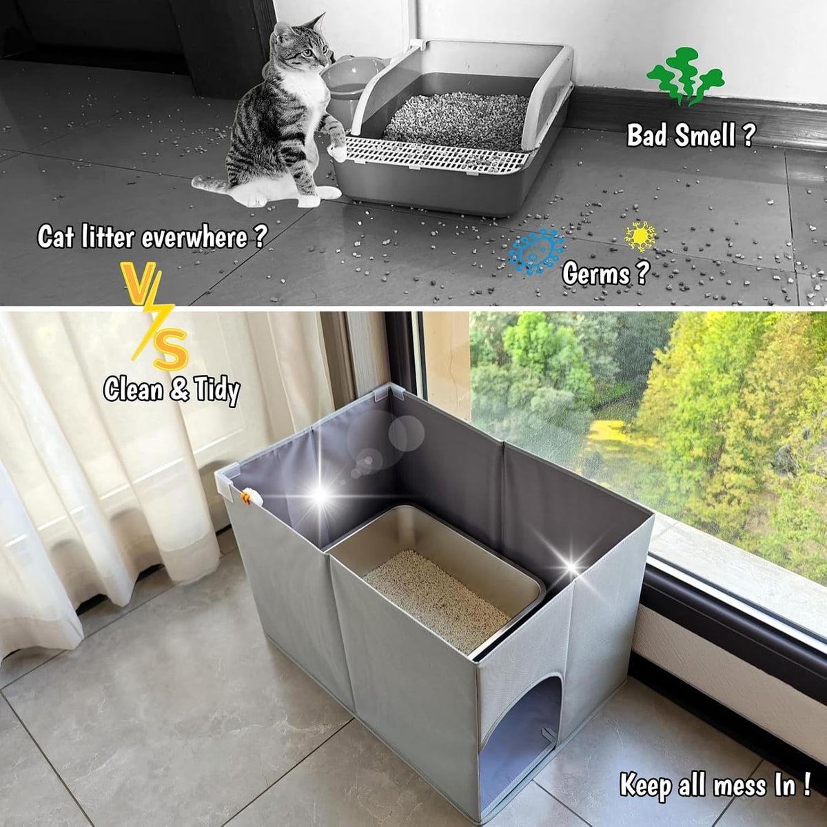 Extra Large Cat Litter Box Enclosure - 4-Walls with Pet Door - image 2