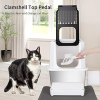 RIZZARI Stainless Steel Cat Litter Box, Odorless Enclosed Litter Box with Top Holes, Large Litter Pan for Small to Large Sized Cats (Black, 24" L*16" W*18" H)