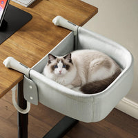 Extra-Sturdy Cat Desk Bed for Large Cats 50lbs Desk Cat Bed Attachment – Essentials for Cats - White