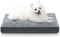 Large Plush Dog Bed for Crate with Washable Cover, 35x22 - 23.0"L x 17.0"W x 3.0"Th / Grey
