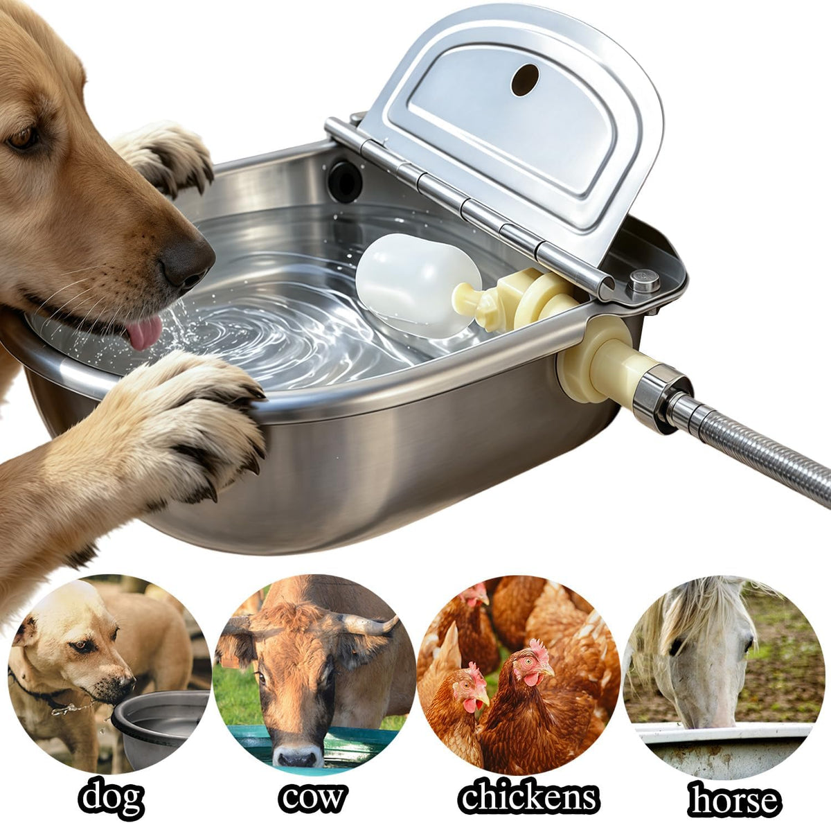 Automatic Water Dispenser Dog Water Bowl 304 Stainless Large Pet - Metallic Gray / Large - image 2