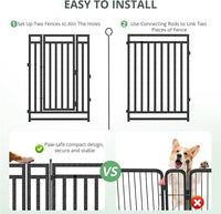 Dog Fence Outdoor Indoor, 32" Inch Height 24 Panels Dog Playpen for Large/Medium/Small Dogs Metal Dog Pen for Yard Camping and RV | Black-Silverv