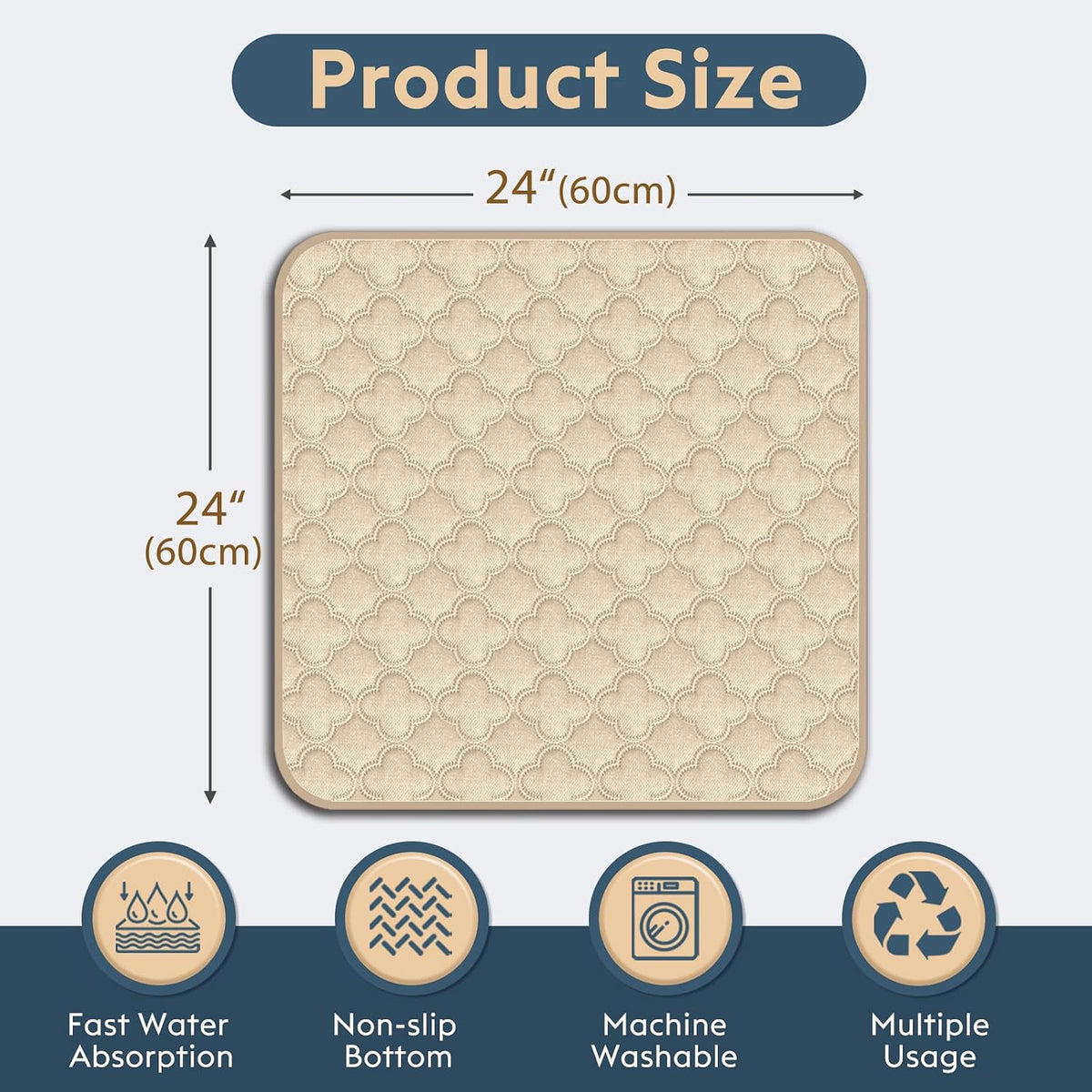 FunFurry Washable Pee Pads for Dogs - Cream / 24" X 24" - 2 Pack - image 2