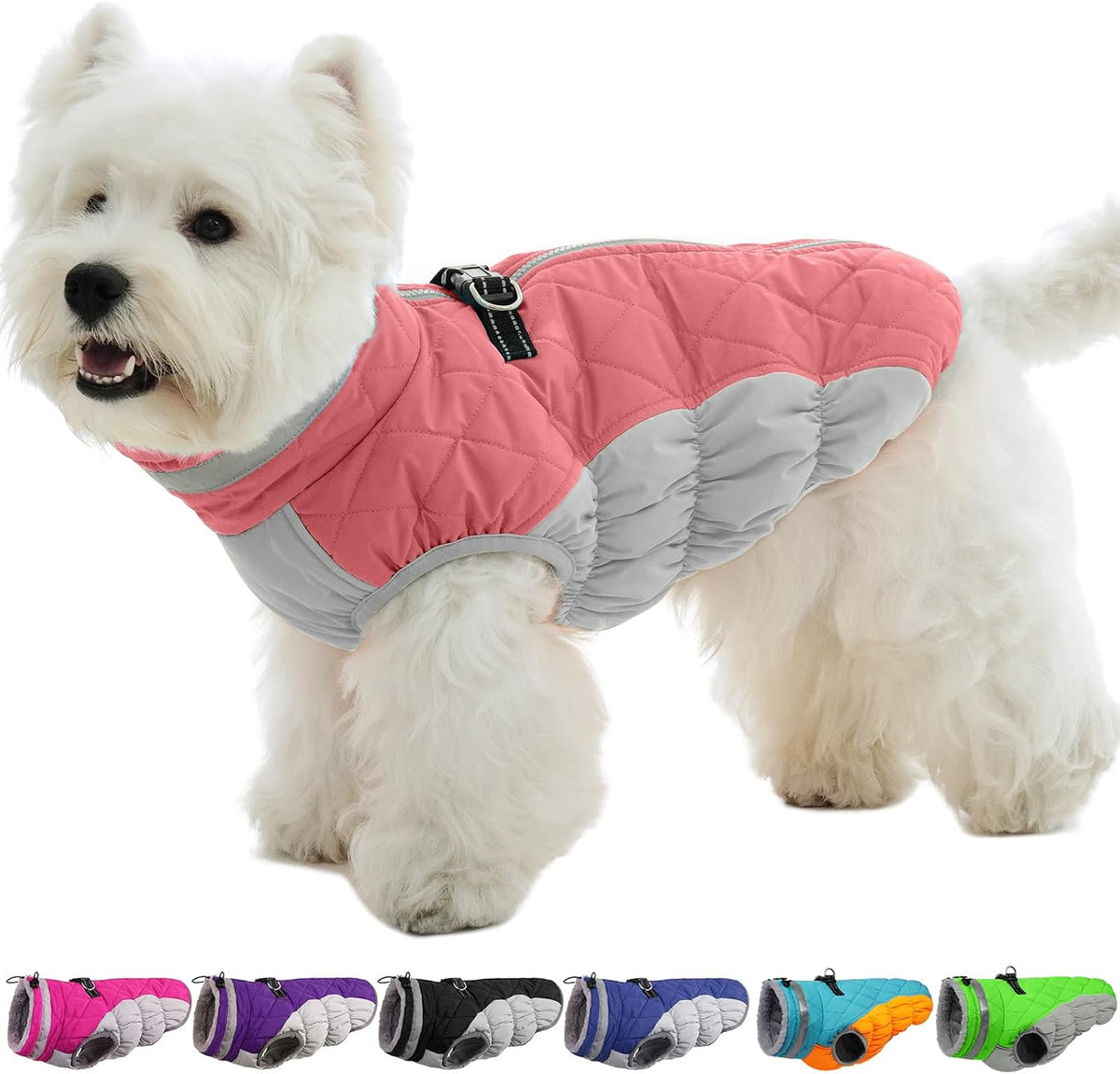 Dog Winter Jacket Cozy Reflective Waterproof Windproof Warm Pet - Small / BerryPink
