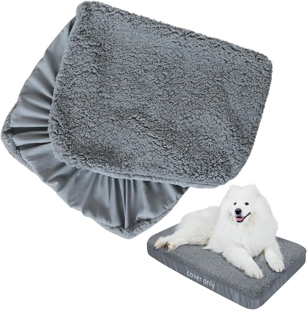 Dog Bed Covers Soft Plush Replacement Washable, Cover Only - 44"L x 35"W x 6"Th / 2