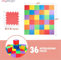 Non-Toxic Extra-Thick 36 Piece Children Play & Exercise Mat - 6 ft x 6 ft (Square) / Primary Colors - image 2