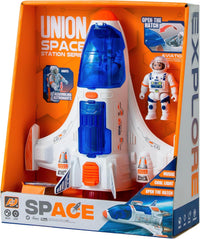 Wbzle space ship toy with astronaut figure, opening cockpits and telescopic arm