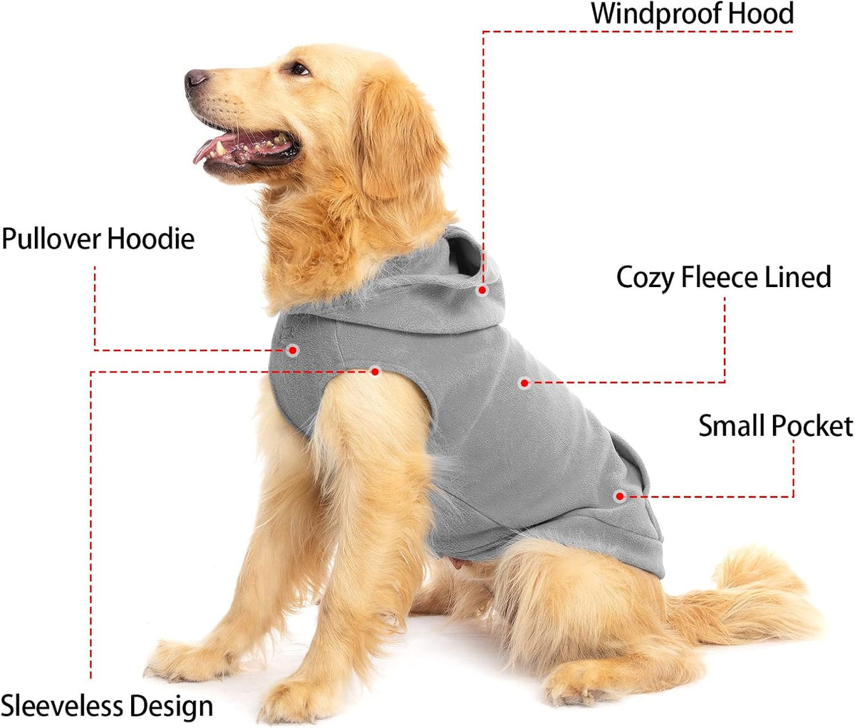 Fleece Dog Hoodie with Pouch, Green S – Essentials for Dogs - X-Large / Grey - image 2