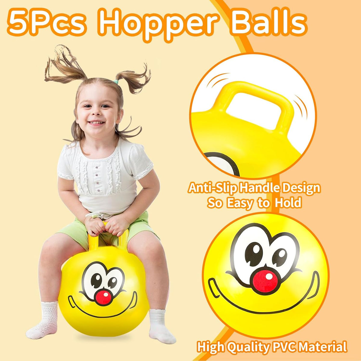 Bounce Balls with Handles for Kids - 5P 18inch Hopper Balls - image 3