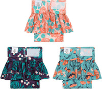 CuteBone Female Dog Diapers with Skirts 3 Pack Reusable Puppy Dresses - Retro florals skirts 3pcs / S