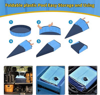 Foldable Dog Pool, 63" x 12" Kiddie Pool with Hard Plastic, Non-Slip Dog Bath Tub for Outdoor Backyard, Collapsible Dog Swimming Pool for Kids Dogs Pets (Blue)