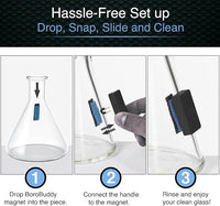 SNOWTREE Magnetic Glass Cleaner BoroBuddy | Glass Pieces, Bottles, Vases | Compact Design for Tighter Spaces & Smaller Glass Pieces | Double Sided | Black