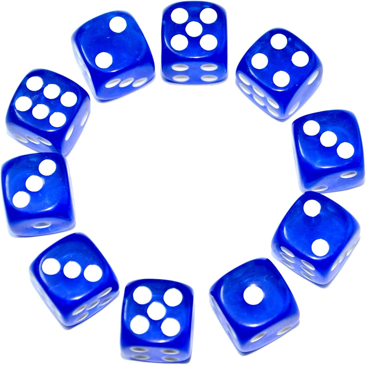 SmartDealsPro 10-Pack D6 Six Sided 16mm Transparent Dice Die for DND - Blue Translucent - image 2