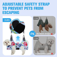 PAWCHIE Dog Grooming Hammock Harness for Dogs & Cats with Pet Nail Clipper Trimmer - Cat Hanger Sling for Trimming Clipping Nails- Dog Hammock Restraint Bag for Small Medium Large Dog, Blue S