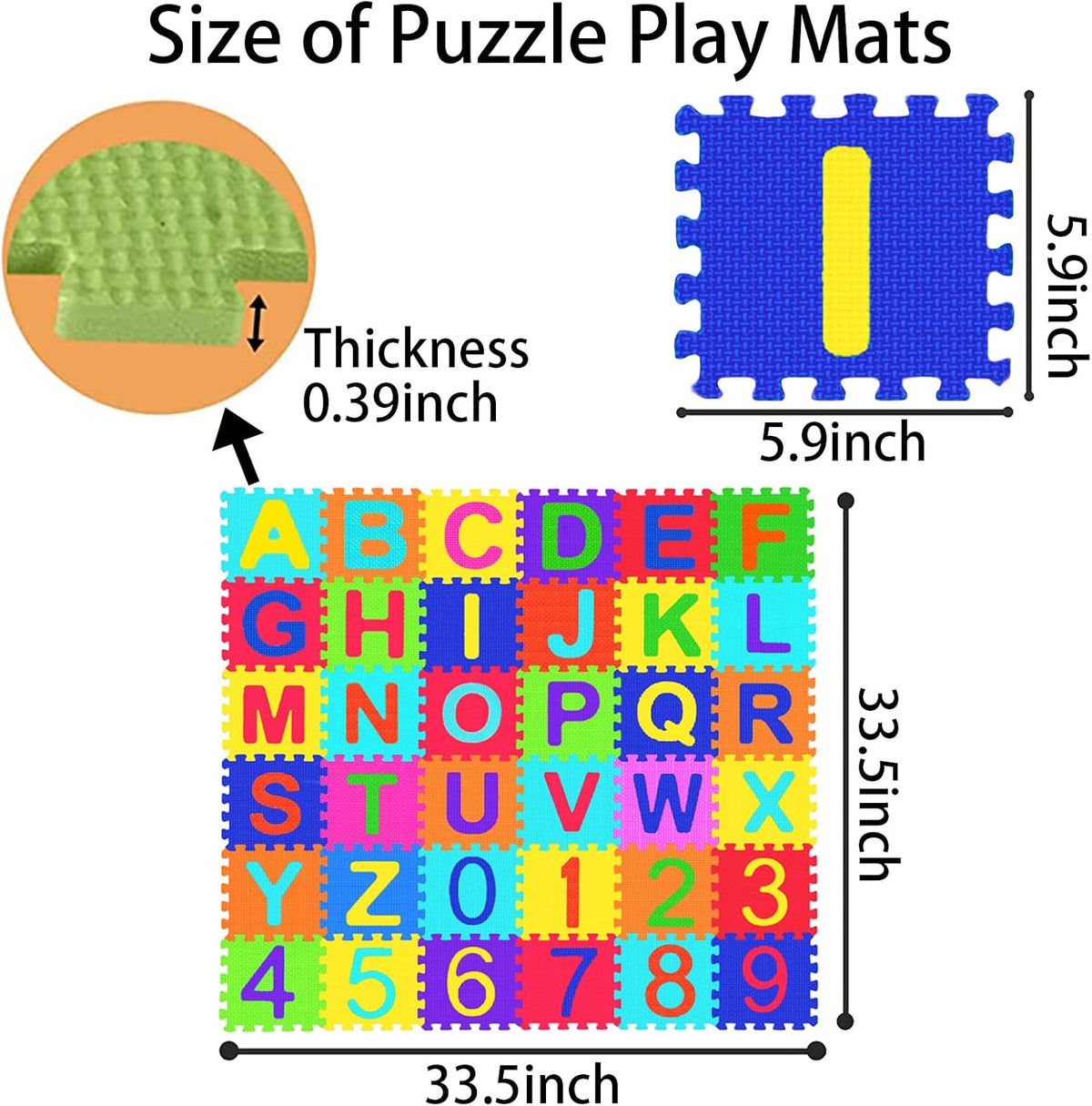 Febyyer 36 piece foam puzzle mat with alphabet letters and numbers - view 3